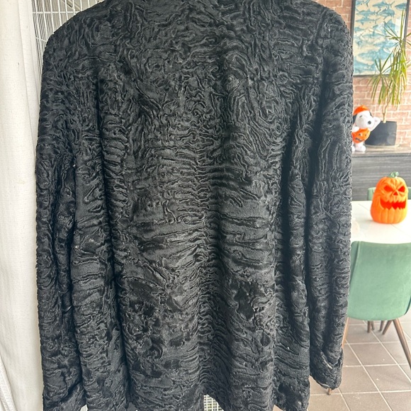 Vintage authentic Swakara black lamb and fox fur pompom coat - Picture 2 of 7